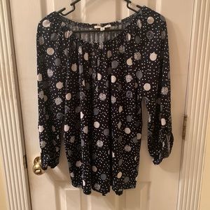 Notations navy and white blouse size XL